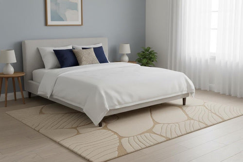 Hand Tufted Wool Area Rug: Beige Stone-Inspired Texture
