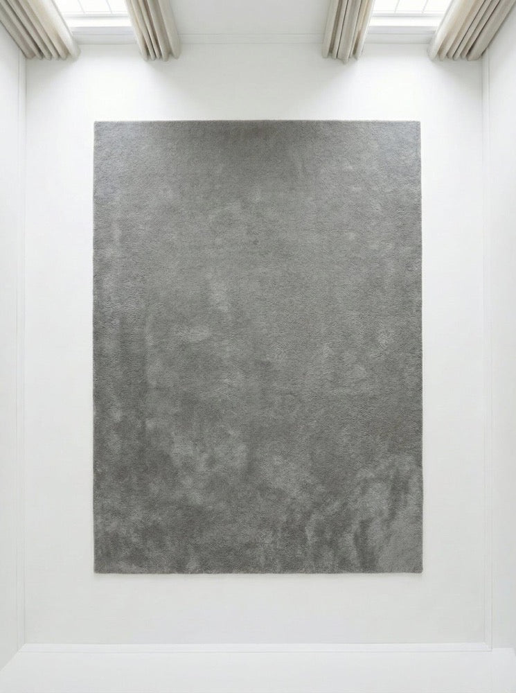 Hand Tufted Wool Rug, Light Grey Silver, Scandi Minimalist Decor