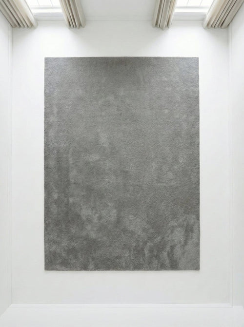 Hand Tufted Wool Rug, Light Grey Silver, Scandi Minimalist Decor