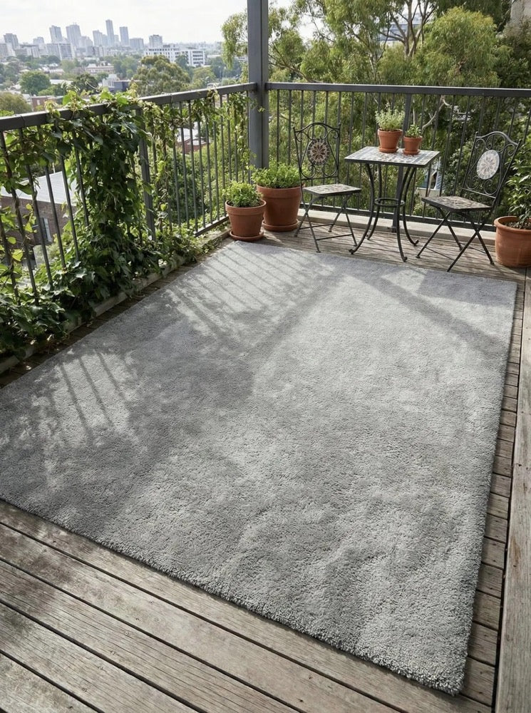 Hand Tufted Wool Rug, Light Grey Silver, Scandi Minimalist Decor