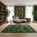 Hand Tufted Wool Rug, Modern Green Leaf Botanical Design