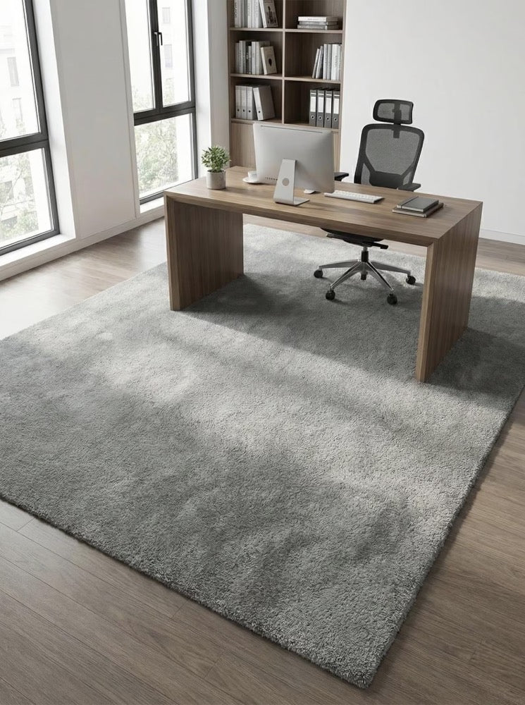 Hand Tufted Wool Rug, Light Grey Silver, Scandi Minimalist Decor